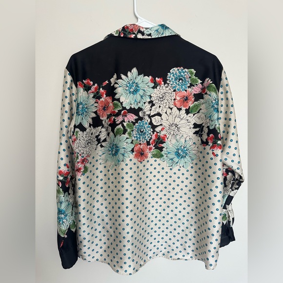 Zara floral and polka dot long sleeve blouse button down shirt - Picture 2 of 5
